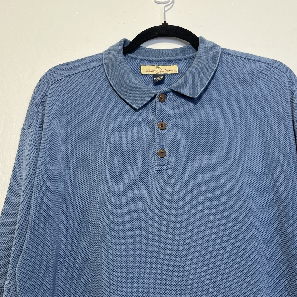 Tommy Bahama Men's Medium Blue Silk Blend w/ Marlin Logo Short Sleeve Polo Shirt - Picture 7 of 11